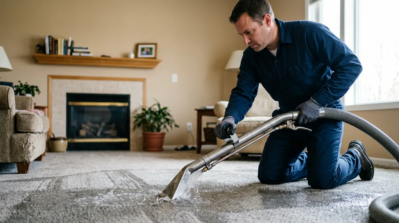 Water damage restoration technician working near Saint Albans Bay, VT